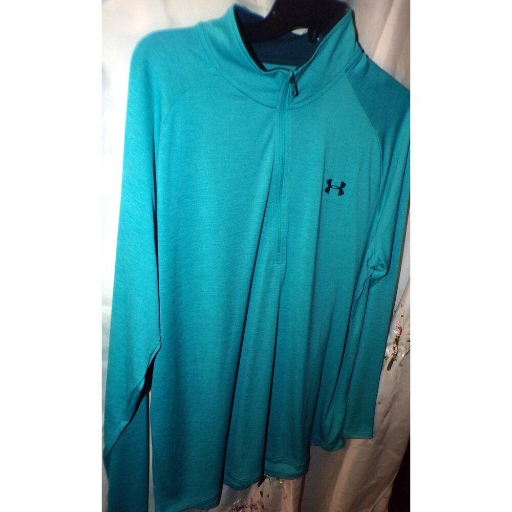 Under Armour half zip heat gear aqua green pullover NWT